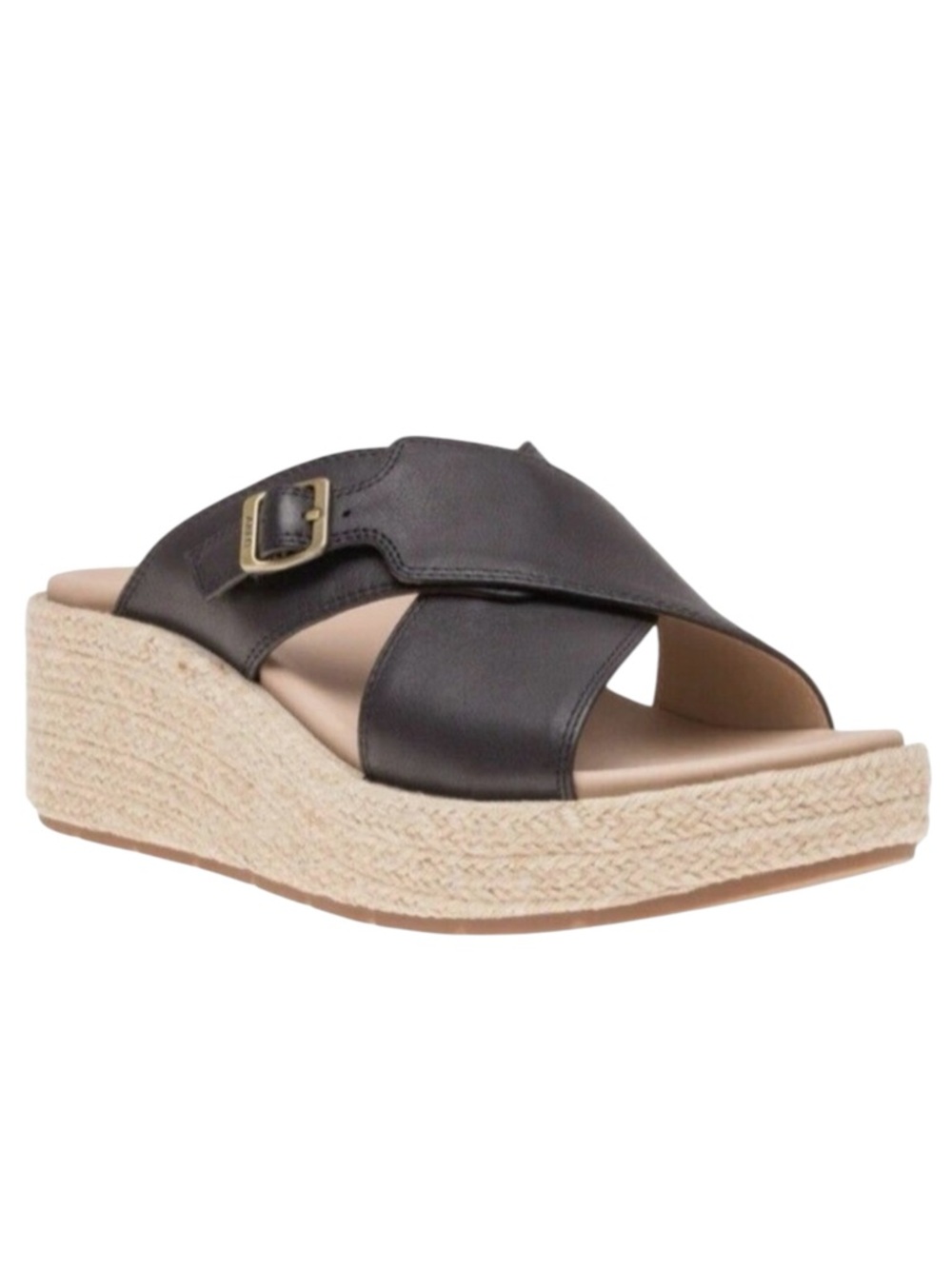 ABEO Dylan Solstice Leather Cross Slide Wedge Sandals in Black Size 6 -- SUMMER! - Picture 3 of 11